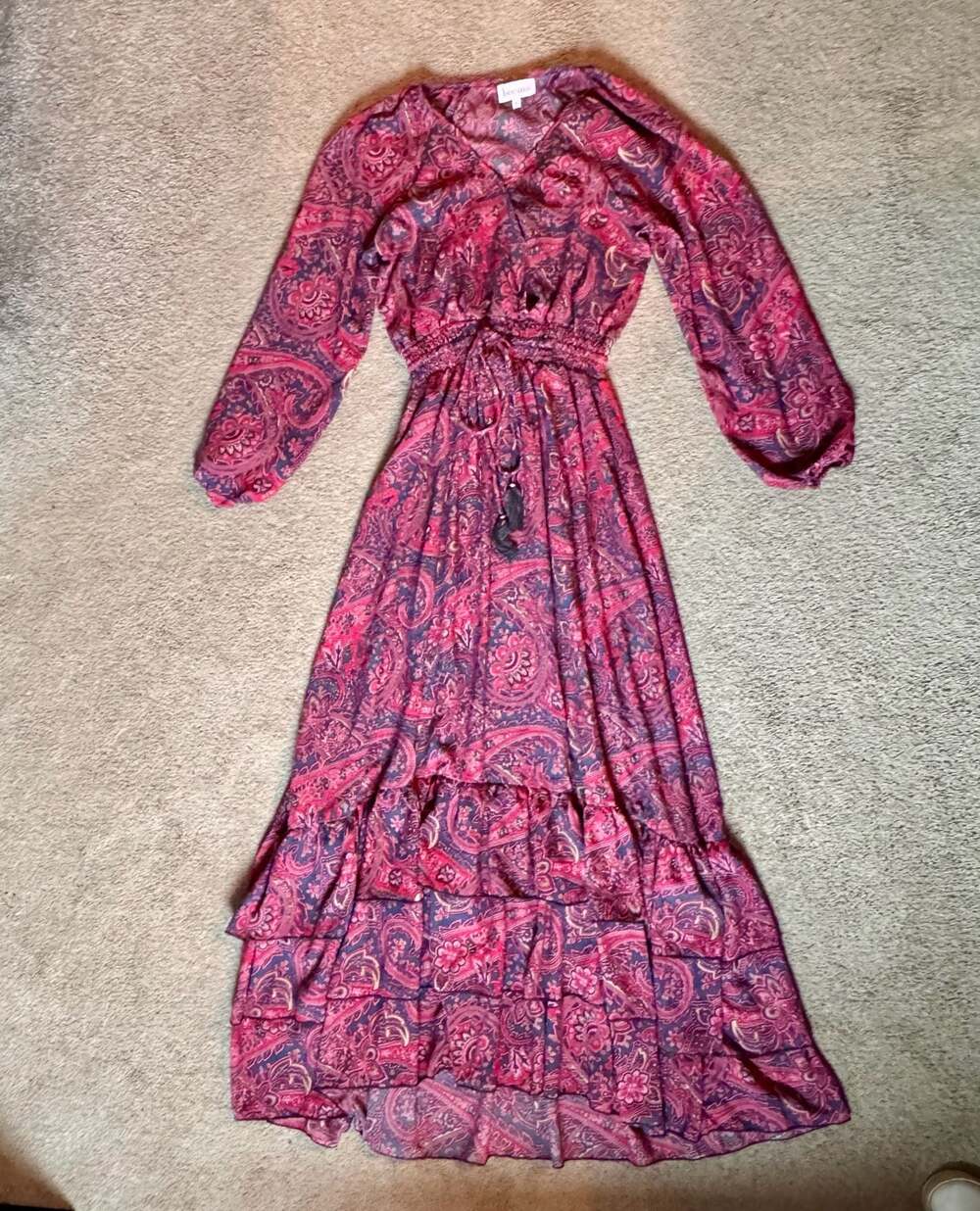 Boho Paisley Tiered Midi Dress | Cottagecore Prairie Romantic Festival Fairycore